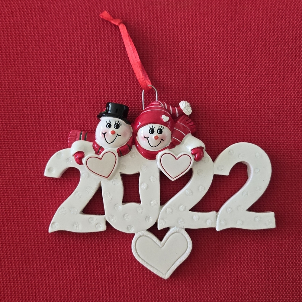 Holiday Snowman Couple 2022 Ornament